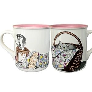 Vintage Polpourri Press Purr Fect 1992 Cats in Basket with Quilt Graphic Mug